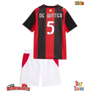 AC Milan Koni De Winter #5 Replica Home Stadium Kit for Kids 2026-27 Short Sleeve (+ pants)